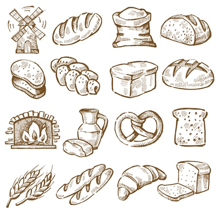 hand drawn breadのイラスト素材