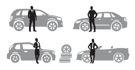 vector black auto icons set on grayのイラスト素材