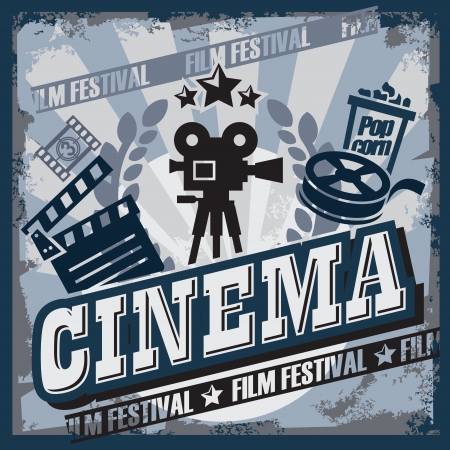 vector color vintage cinema sign or posterのイラスト素材