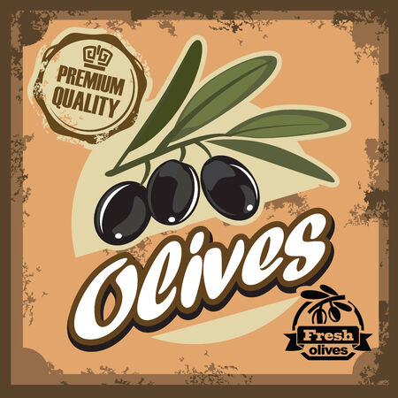 vector color vintage olive sign or posterのイラスト素材