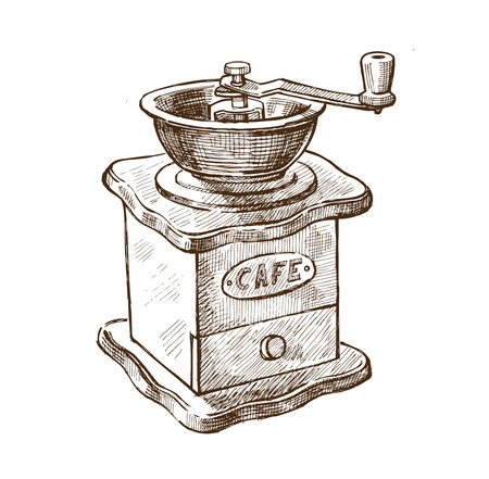 vector brown hand drawn picture of coffee grinderのイラスト素材