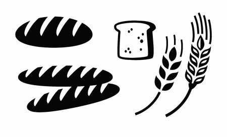vector black illustration of bread icon on whiteのイラスト素材