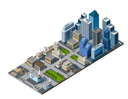 isometric cityのイラスト素材