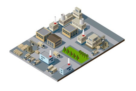 isometric factoryのイラスト素材