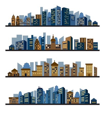 cities silhouetteのイラスト素材