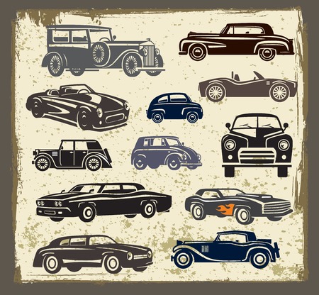 vintage style retro carsのイラスト素材
