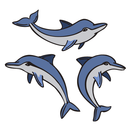vector of a dolphin icon set on white backgroundのイラスト素材