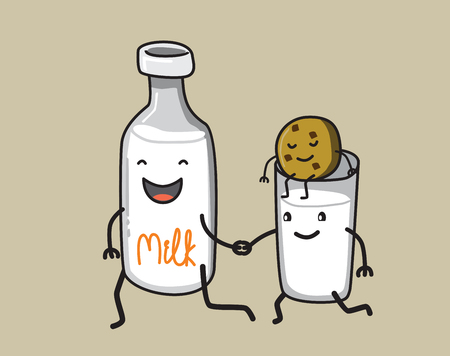 vector running glass of milk and milkのイラスト素材