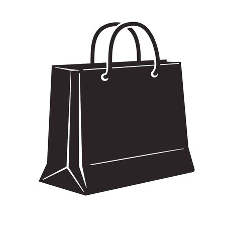vector black shopping bag on white backgroundのイラスト素材