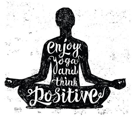 vector black girl yoga icon on white backgroundのイラスト素材