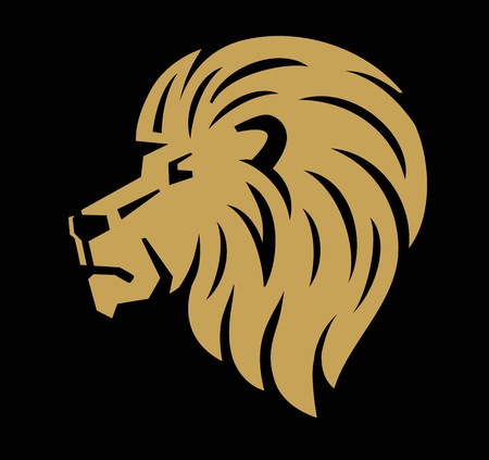 Lion head icon on black backgroundのイラスト素材