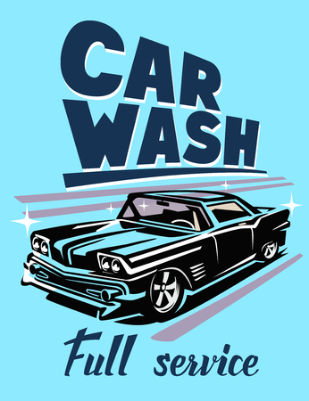 color vector illustration of retro car posterのイラスト素材