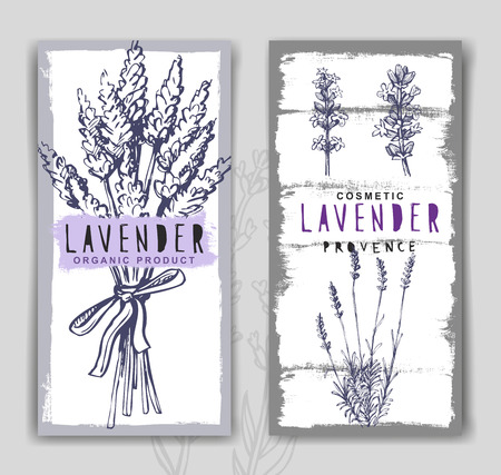 vector two Lavender Banners on gray backgroundのイラスト素材