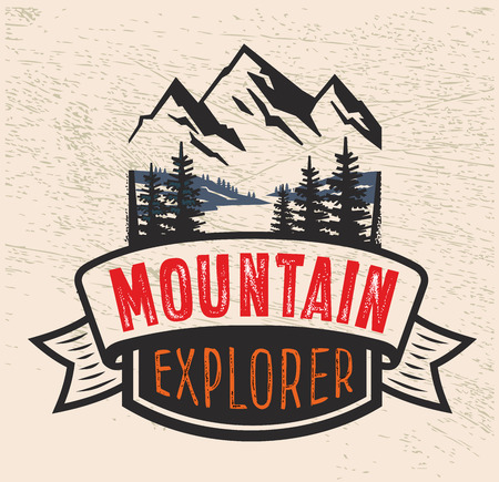 vector Adventure vintage on mountain badgeのイラスト素材