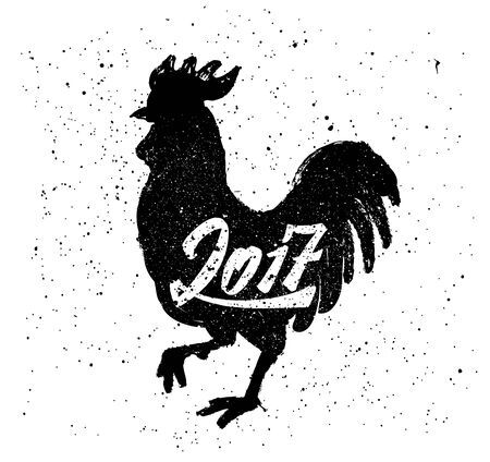vector Chinese hand drawn rooster 2017 yearのイラスト素材