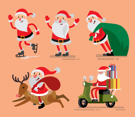 Set of Santa Claus and deer. vector illustration.のイラスト素材