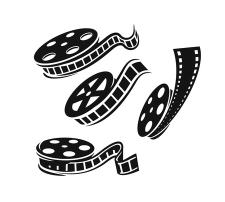 Film roll logo vector black cinema and movieのイラスト素材