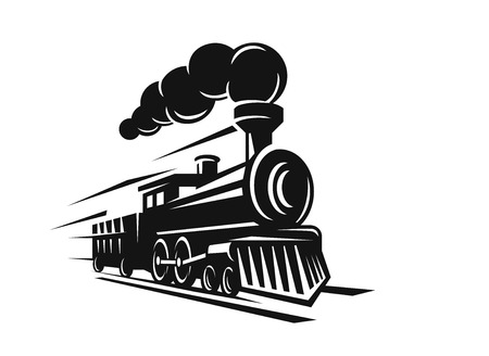 vector retro train logo on white backgroundのイラスト素材