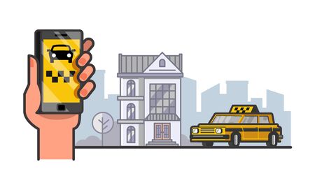 Simple Vector taxi car illustration.のイラスト素材