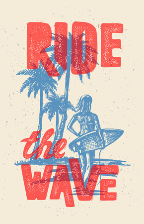 Vector surf woman.のイラスト素材