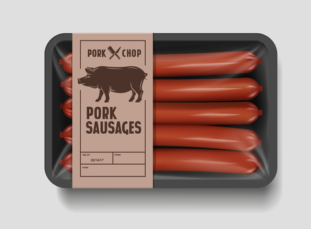 vector supermarket pork sausagesのイラスト素材