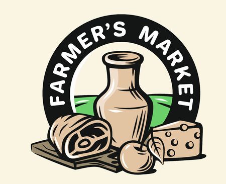Color farmers products on beigeのイラスト素材