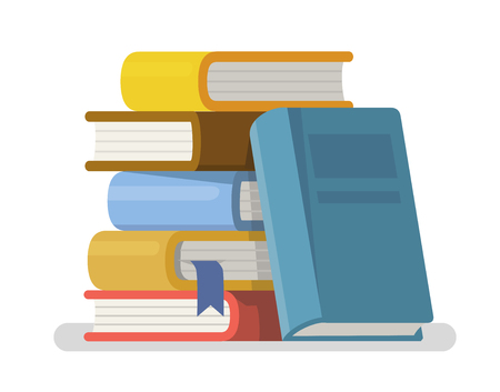 Literature and library in flat style.のイラスト素材