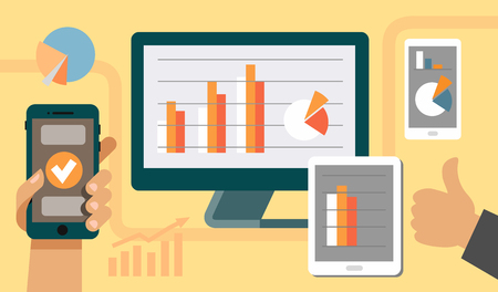 Infographic with graphs and charts elements, vector illustration.のイラスト素材
