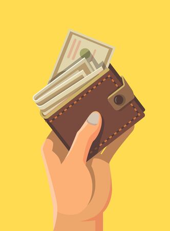 Hand and wallet full of money.のイラスト素材