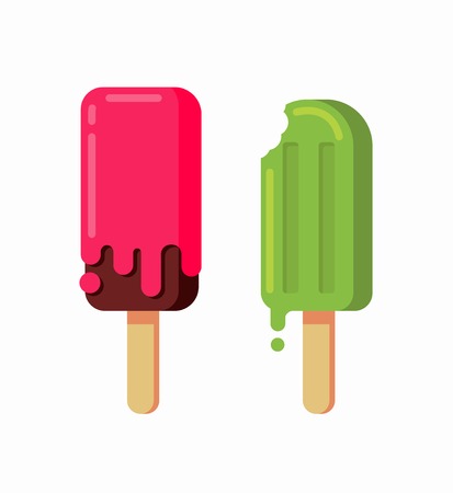 Ice Cream icon set flat style.のイラスト素材