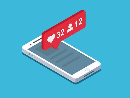 Like, follow in smartphone. Vector flat styleのイラスト素材