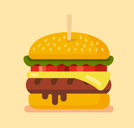 Delicious hamburger. Vector flat design burger iconの写真素材