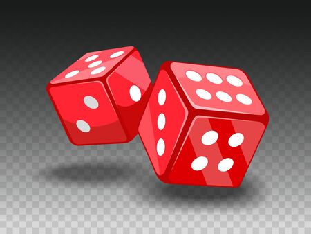 Red dices on transparent backgrund.のイラスト素材