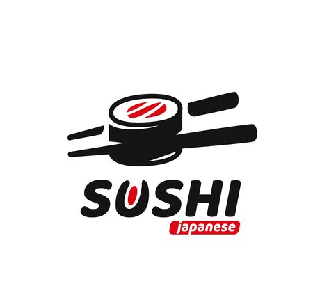 Chopsticks holding sushi roll. Vector illustration.のイラスト素材