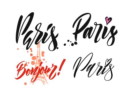 Paris hand drawn vector calligraphy.のイラスト素材