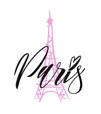 Vector hand drawn illustration with Eiffel tower.のイラスト素材