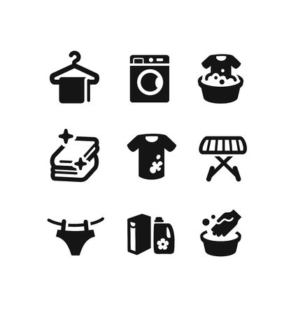 Set of vector laundry iconsのイラスト素材