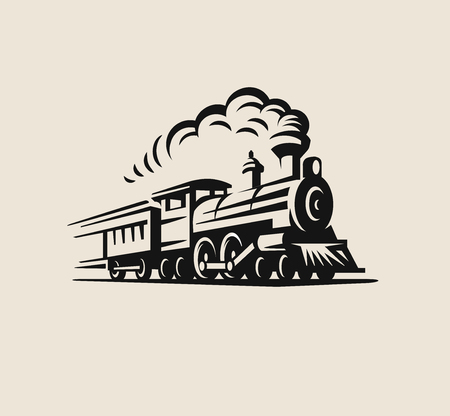 Retro train, vintage emblem Vector illustration.のイラスト素材