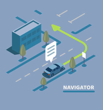 GPS Navigation Map and car. Vector illustrationのイラスト素材