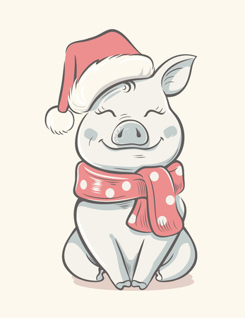 Pig symbol 2019 new year. Vector illustrationのイラスト素材