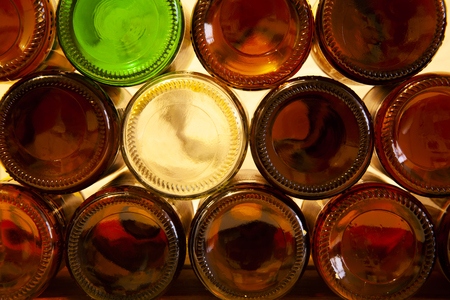 empty glass beer bottlesの写真素材