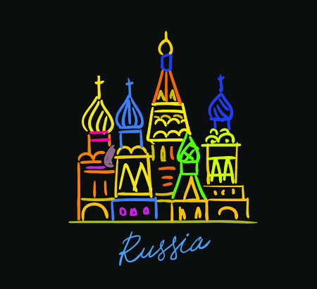 Moscow city colorful emblem Cathedralのイラスト素材