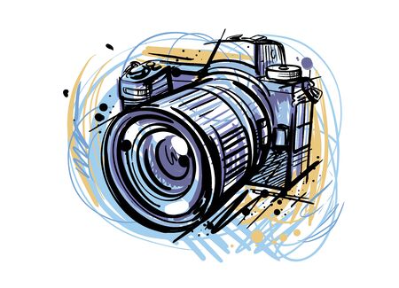 abstract color camera on white backgroundの写真素材