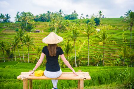 Rice terraces in mountains, Bali Indonesiaの写真素材