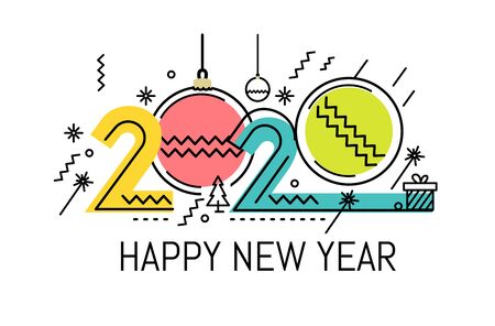 New Year 2020 number design. Brochure design template, card, banner.のイラスト素材