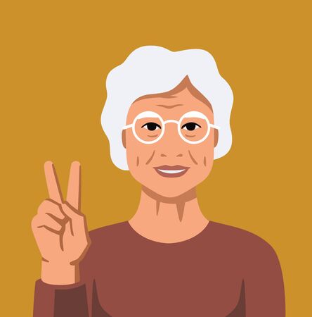 happy grandmother with smile on orangeのイラスト素材