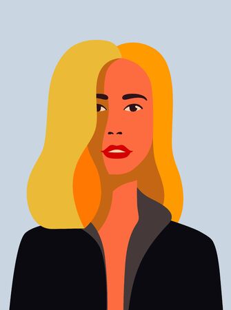 beautiful avatar blonde girl on blueのイラスト素材
