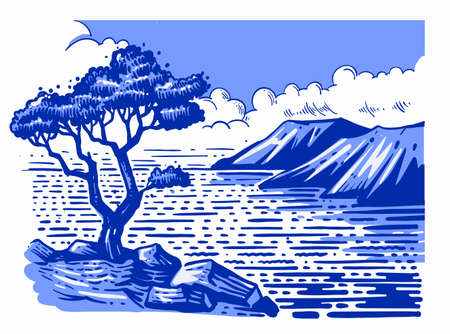 uneven pine tree stands on groundのイラスト素材