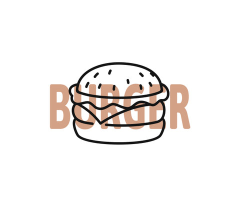 burger outline with text on whiteのイラスト素材