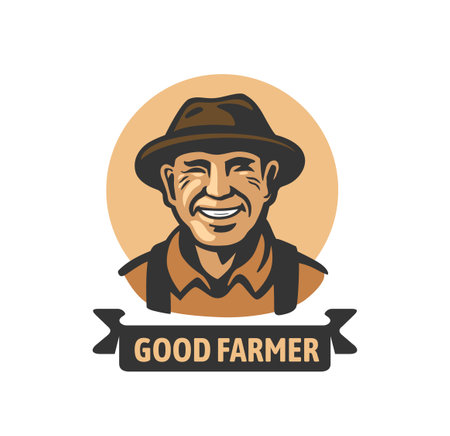 old smiling farmer with textのイラスト素材